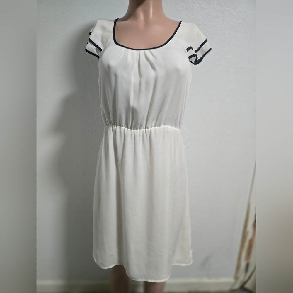 LOFT Cream Dress with Black Accents